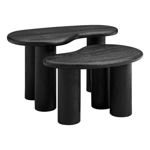 Hackney Mango Wood Nesting Coffee Table Set in Black