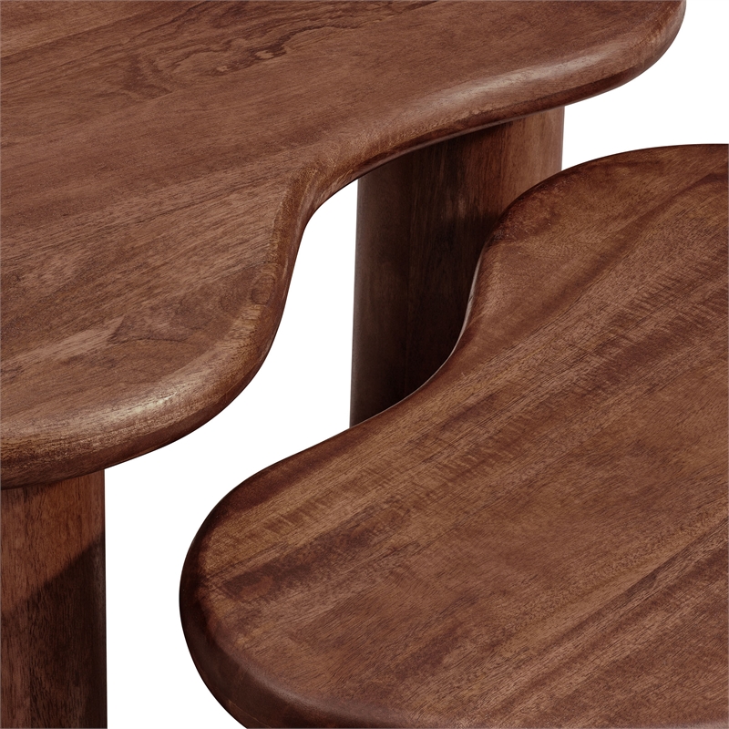 Hackney Mango Wood Nesting Coffee Table Set in Walnut