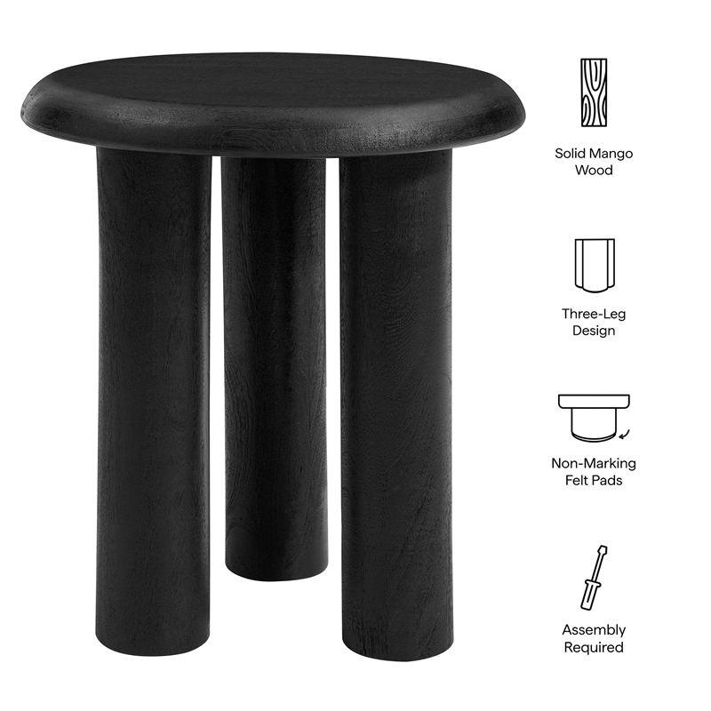 Mavina Mango Wood Side Table in Black