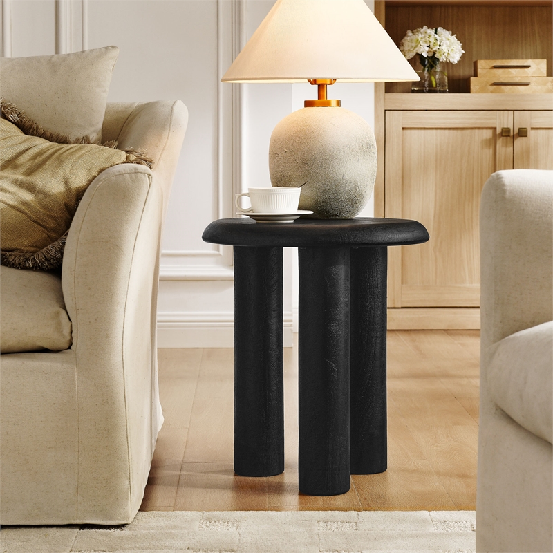 Mavina Mango Wood Side Table in Black