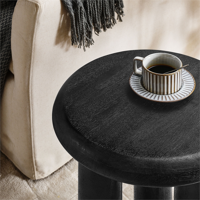 Mavina Mango Wood Side Table in Black
