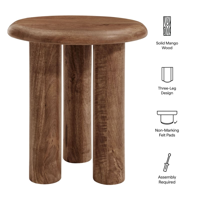 Mavina Mango Wood Side Table in Walnut