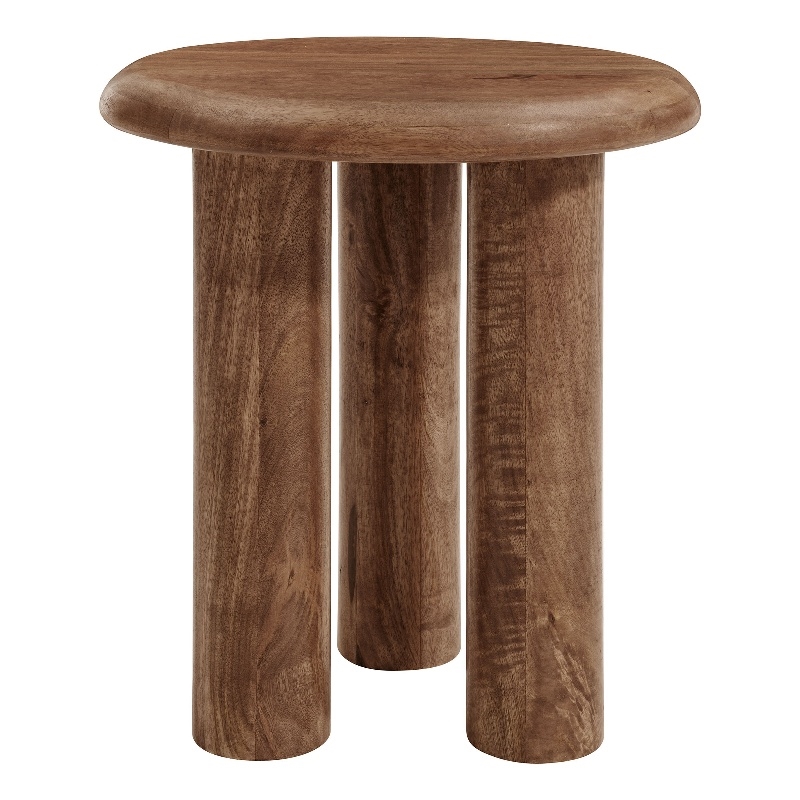 Mavina Mango Wood Side Table in Walnut