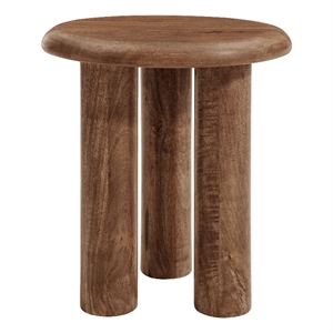 Mavina Mango Wood Side Table in Walnut
