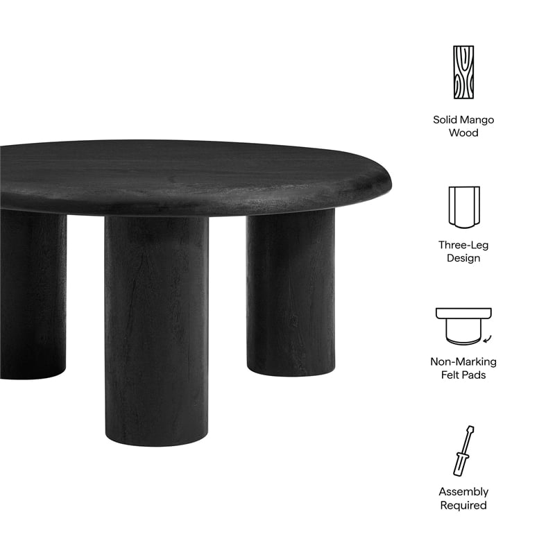 Mavina Round Mango Wood Coffee Table in Black