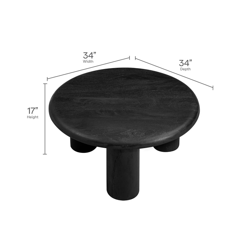 Mavina Round Mango Wood Coffee Table in Black