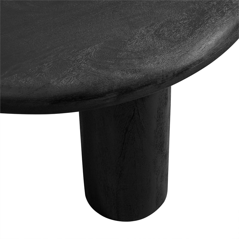 Mavina Round Mango Wood Coffee Table in Black