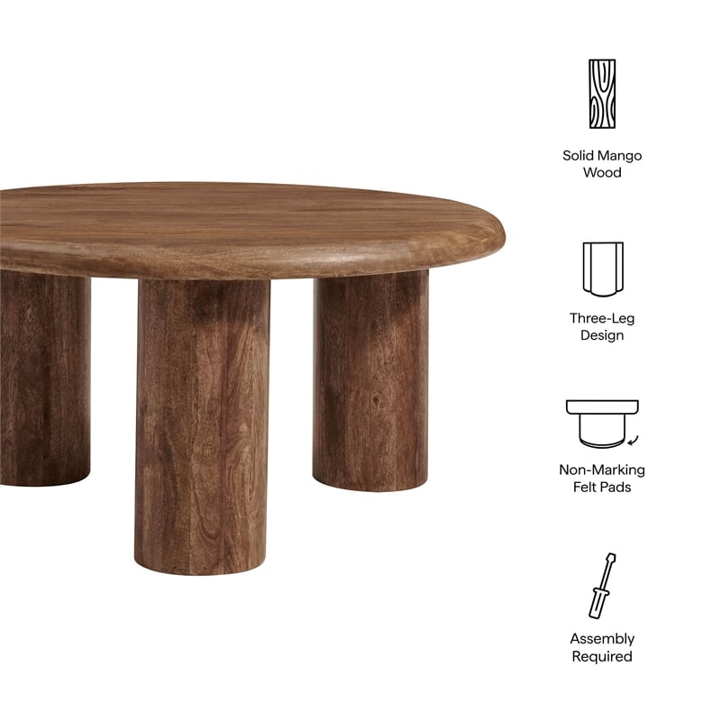 Mavina Round Mango Wood Coffee Table in Walnut