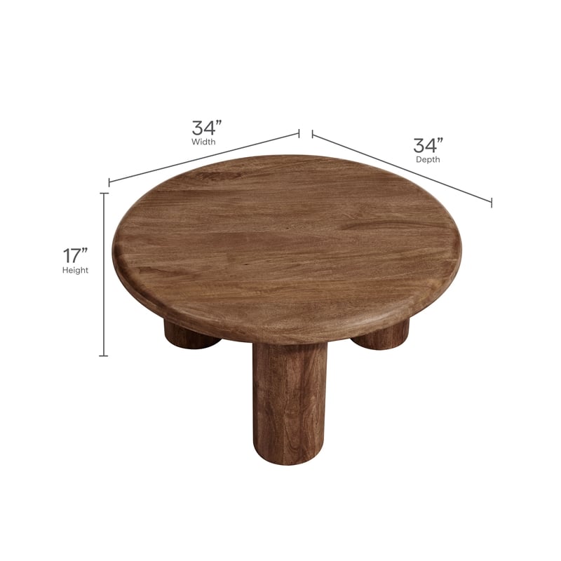 Mavina Round Mango Wood Coffee Table in Walnut