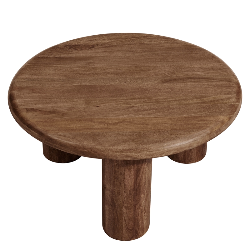 Mavina Round Mango Wood Coffee Table in Walnut