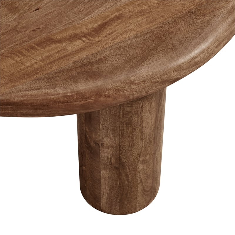 Mavina Round Mango Wood Coffee Table in Walnut