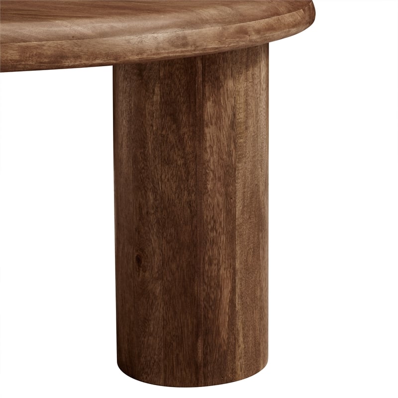 Mavina Round Mango Wood Coffee Table in Walnut