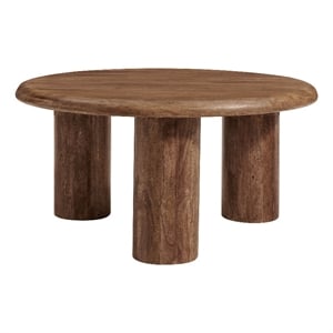 Mavina Round Mango Wood Coffee Table in Walnut