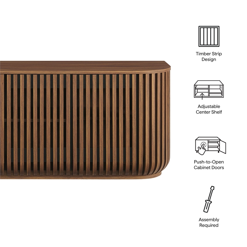 fortitude 75&quot curved sideboard storage cabinet in walnut