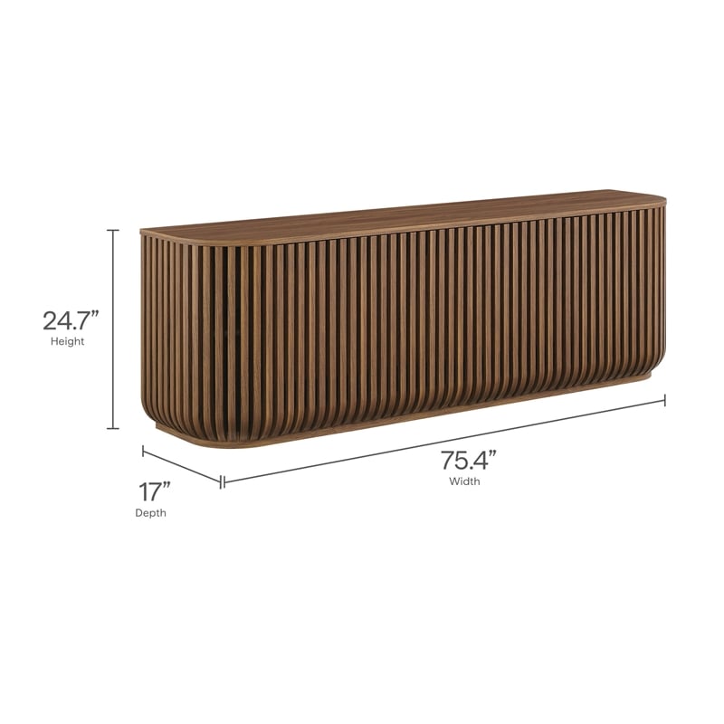 fortitude 75&quot curved sideboard storage cabinet in walnut
