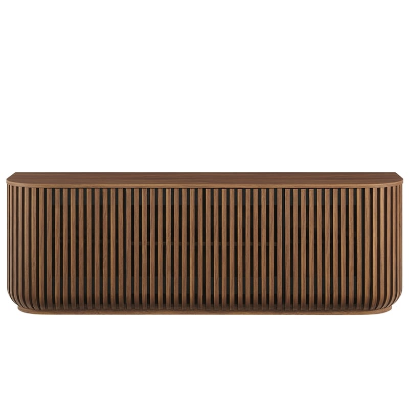 fortitude 75&quot curved sideboard storage cabinet in walnut