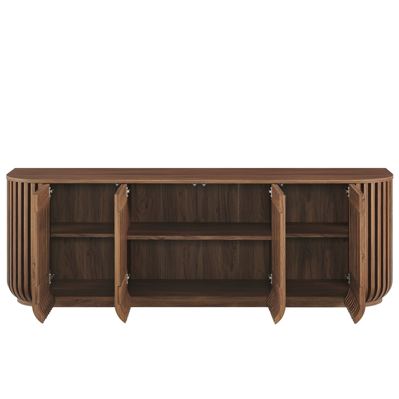 fortitude 75&quot curved sideboard storage cabinet in walnut