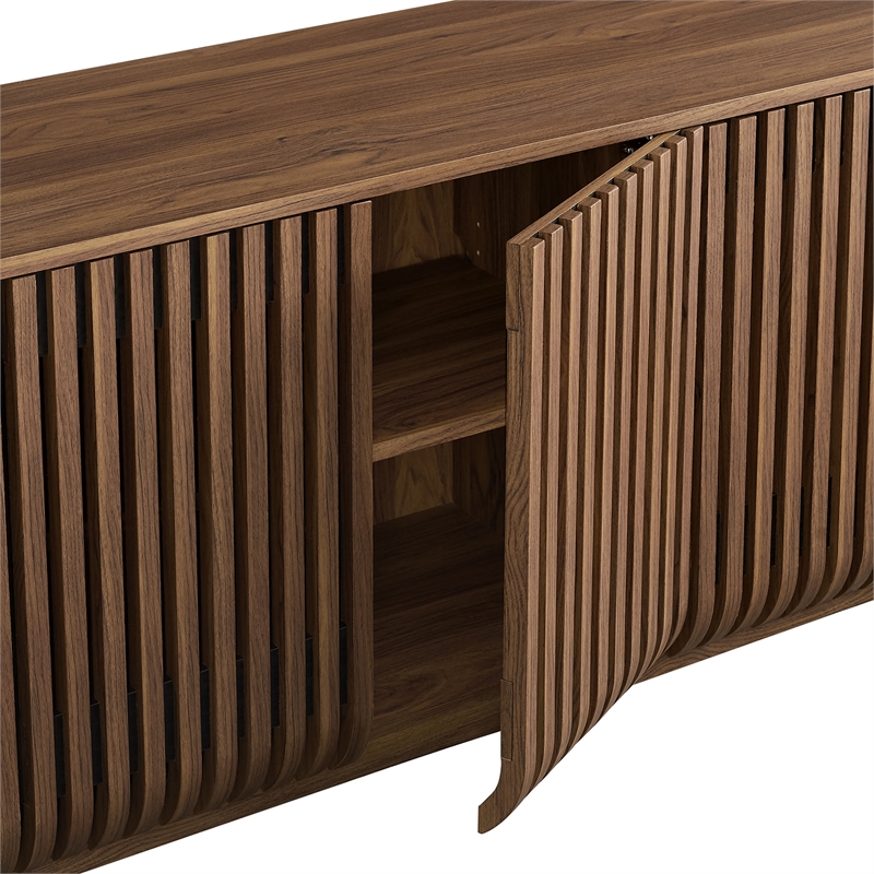 fortitude 75&quot curved sideboard storage cabinet in walnut