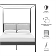 Modway Marlowe 4-Poster Canopy Metal Queen Platform Bed in Charcoal