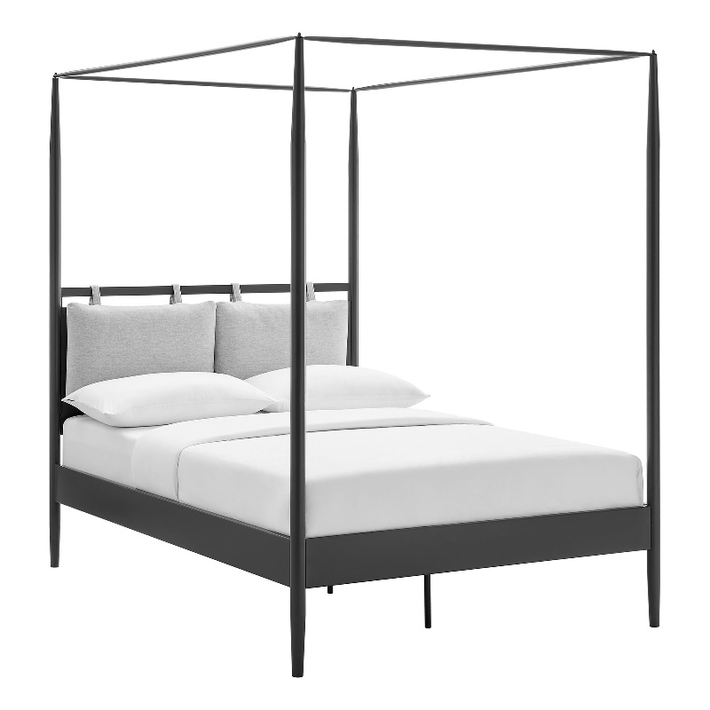 Marlowe 4-Poster Canopy Metal Full Platform Bed in Charcoal