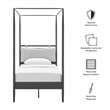 Marlowe 4-Poster Canopy Metal Twin Platform Bed in Charcoal