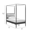 Marlowe 4-Poster Canopy Metal Twin Platform Bed in Charcoal