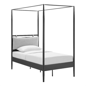 Marlowe 4-Poster Canopy Metal Twin Platform Bed in Charcoal