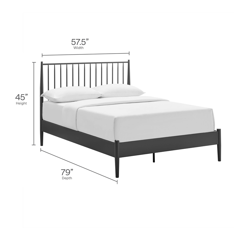 Adair Spindle Metal Full Platform Bed in Charcoal