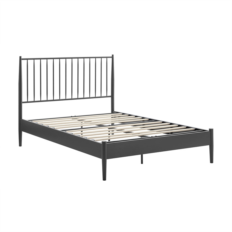 Adair Spindle Metal Full Platform Bed in Charcoal