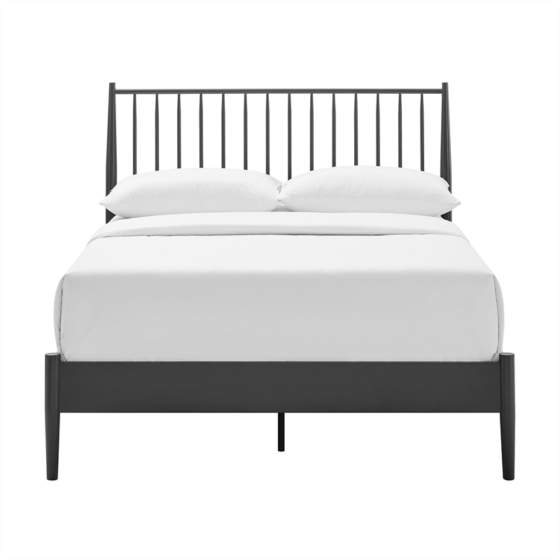 Adair Spindle Metal Full Platform Bed in Charcoal
