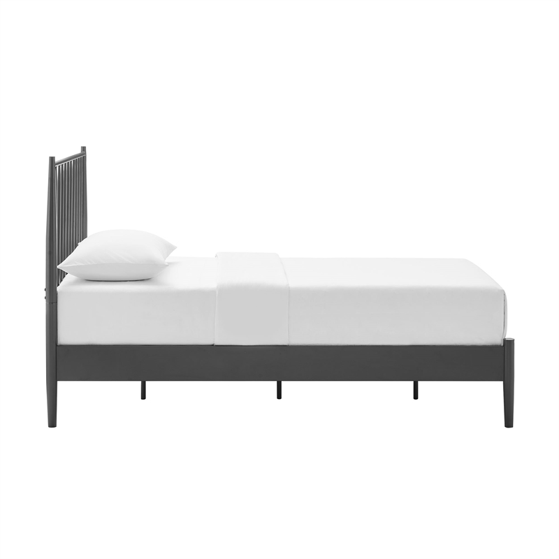 Adair Spindle Metal Twin Platform Bed in Charcoal