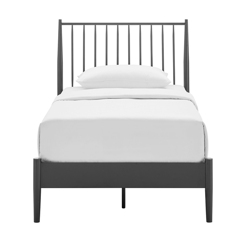 Adair Spindle Metal Twin Platform Bed in Charcoal