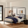 Marlowe 4-Poster Canopy Metal King Platform Bed in Charcoal