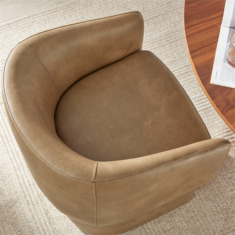 Verity Barrel Back Vegan Leather Dining Chair in Toast