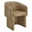Verity Barrel Back Vegan Leather Dining Chair in Toast