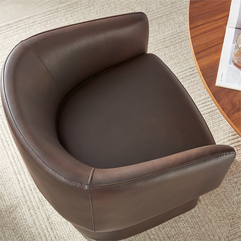 Verity Barrel Back Vegan Leather Dining Chair in Espresso