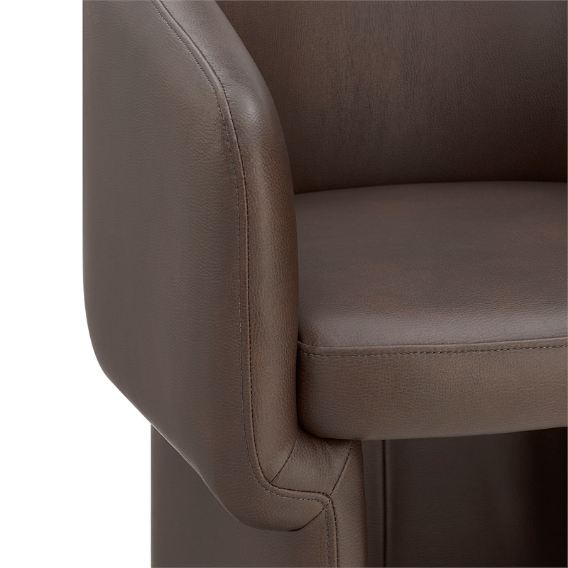 Verity Barrel Back Vegan Leather Dining Chair in Espresso