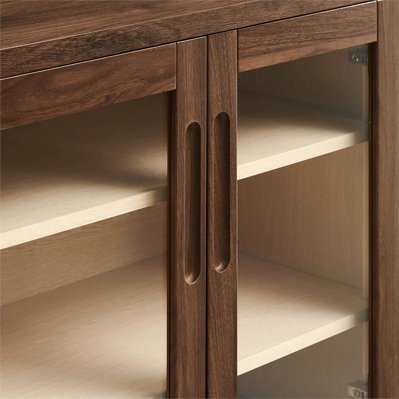 Modway Nell Tempered Glass Doors Accent Cabinet in Walnut