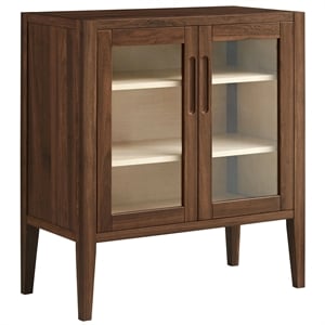 Modway Nell Tempered Glass Doors Accent Cabinet in Walnut