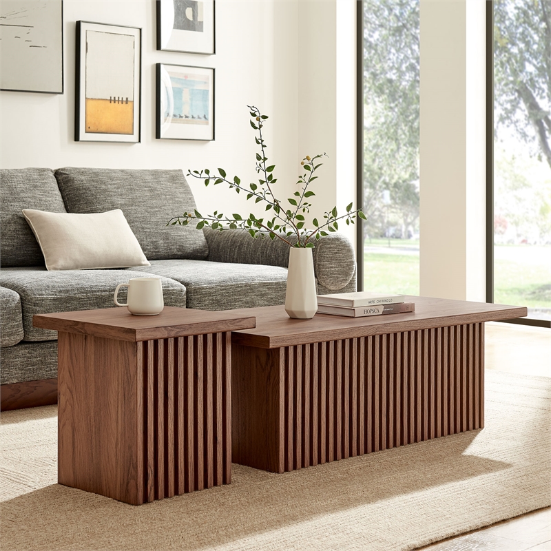 Render  Nesting  Coffee Tables Set of 2 in Walnut