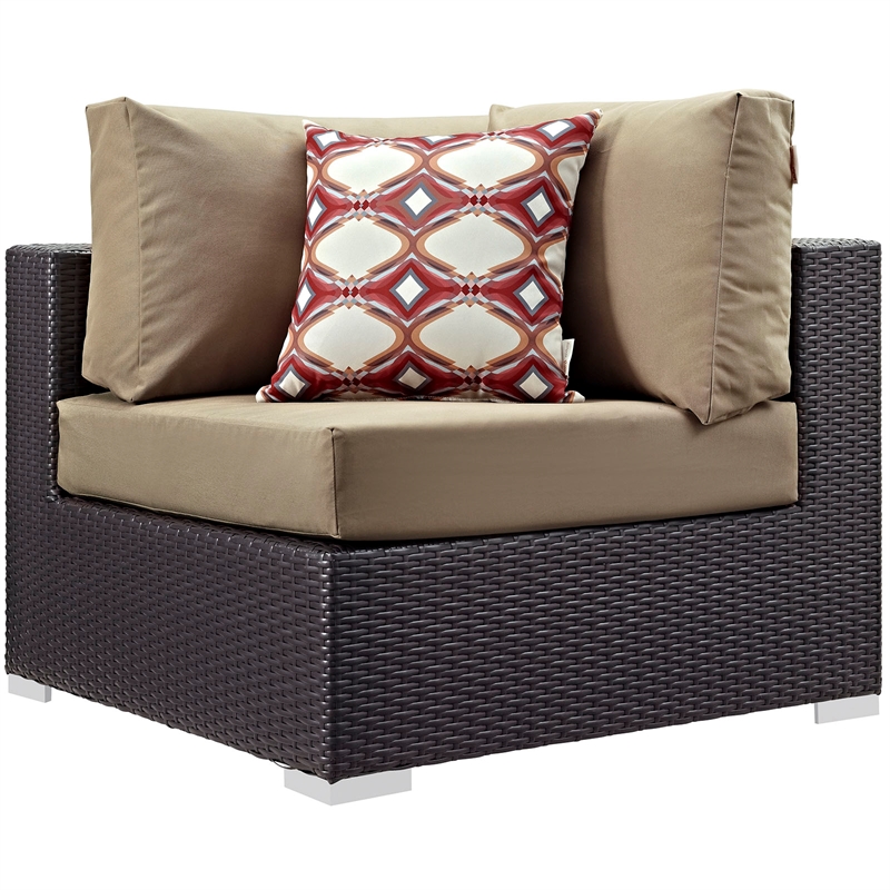 Modway Convene 9 Piece  Outdoor Patio  Sectional Set in Espresso Mocha