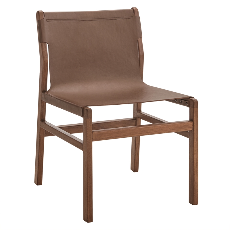 Sonora   Leather Dining Side Chair in Nutmeg Brown