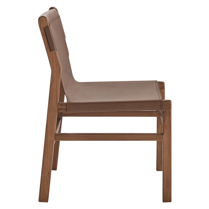 Sonora   Leather Dining Side Chair in Nutmeg Brown
