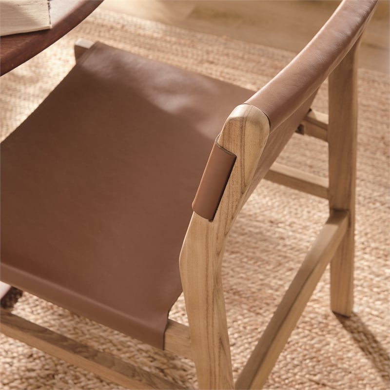 Sonora   Leather Dining Side Chair in Chestnut Tan