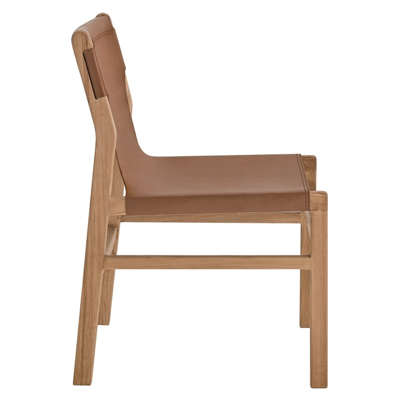 Sonora   Leather Dining Side Chair in Chestnut Tan