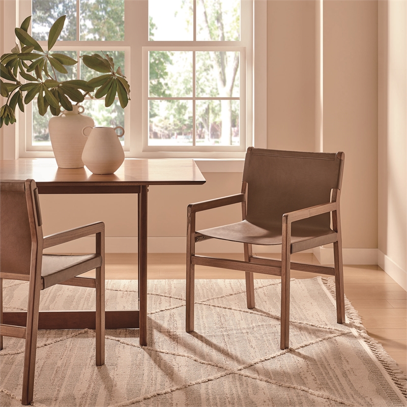 Sonora   Leather Dining Chair in Nutmeg Brown