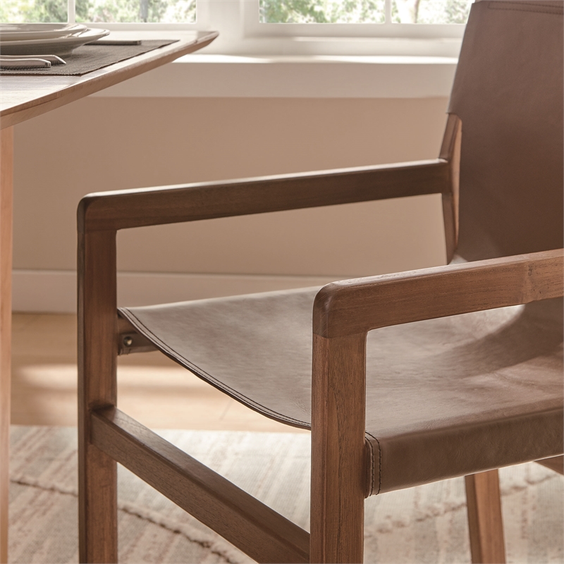 Sonora   Leather Dining Chair in Nutmeg Brown