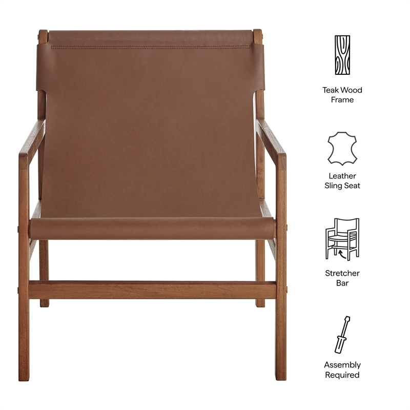 Sonora   Leather Sling Chair in Nutmeg Brown