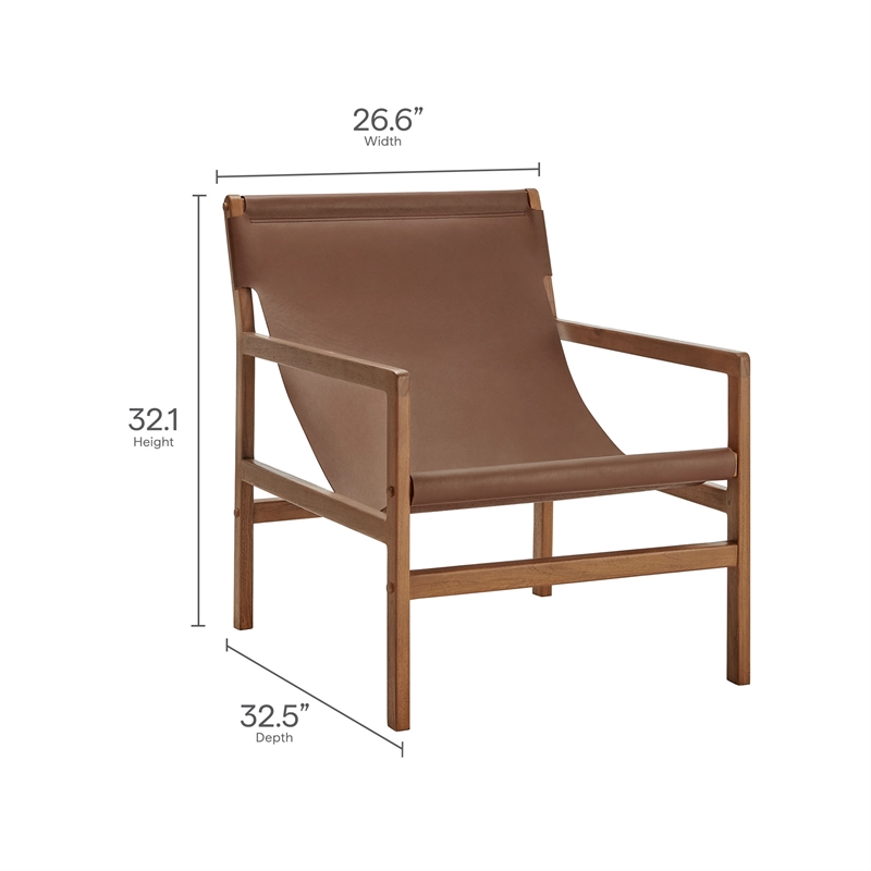 Sonora   Leather Sling Chair in Nutmeg Brown