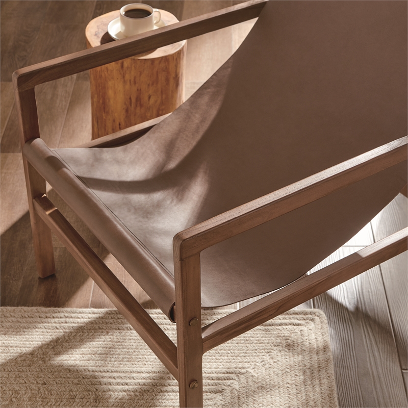 Sonora   Leather Sling Chair in Nutmeg Brown